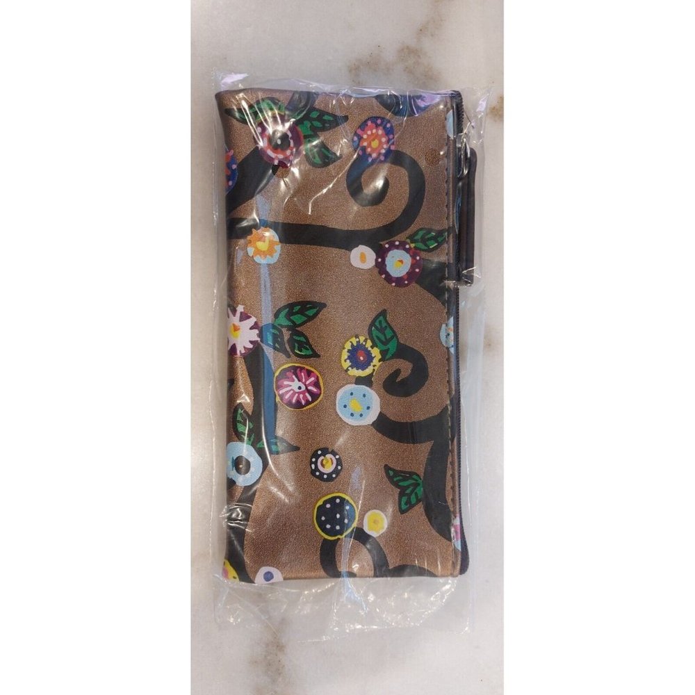 St Jude Rose Metallic Gold Trifold Travel Jewelry Case Pouch Flower Vine 4"X8" - Picture 6 of 9